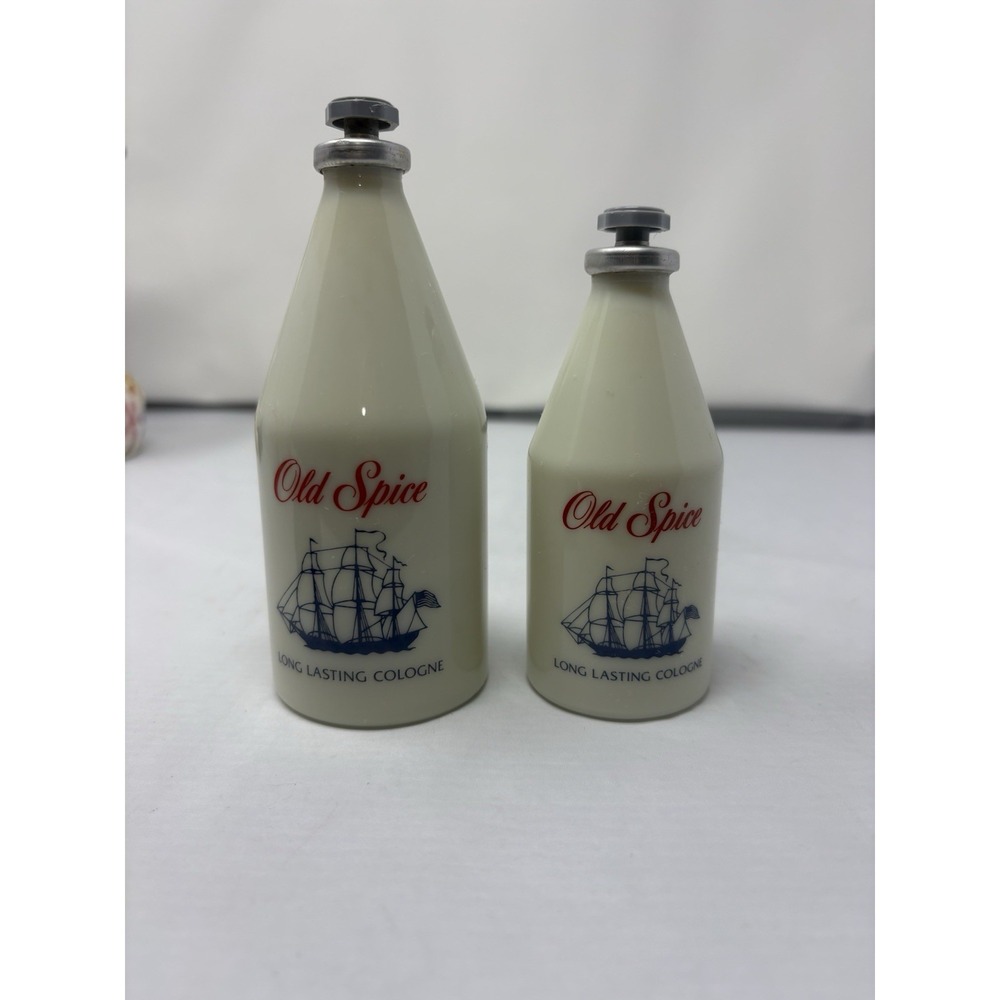 Vintage Old Spice Orignial Milk Glass After Shave Long Lasting Star Tops Empty 2